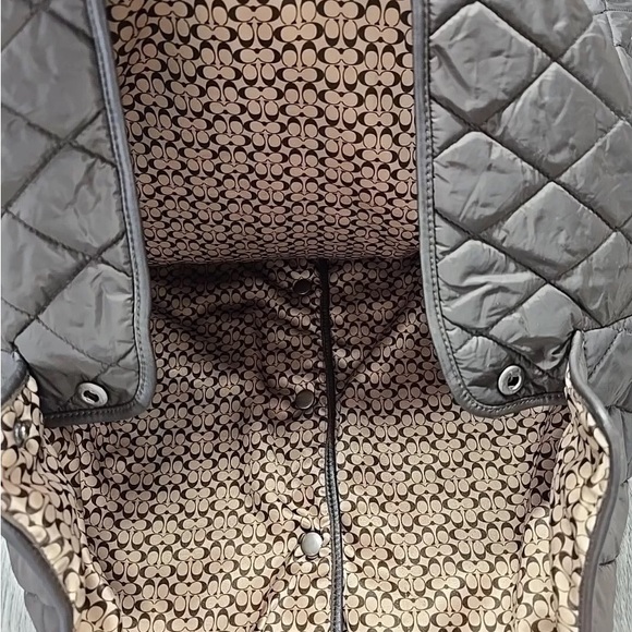 Coach Brown Quilted Nylon Puffer Lightweight Jacket Coat Women's Size XLarge - Picture 7 of 12